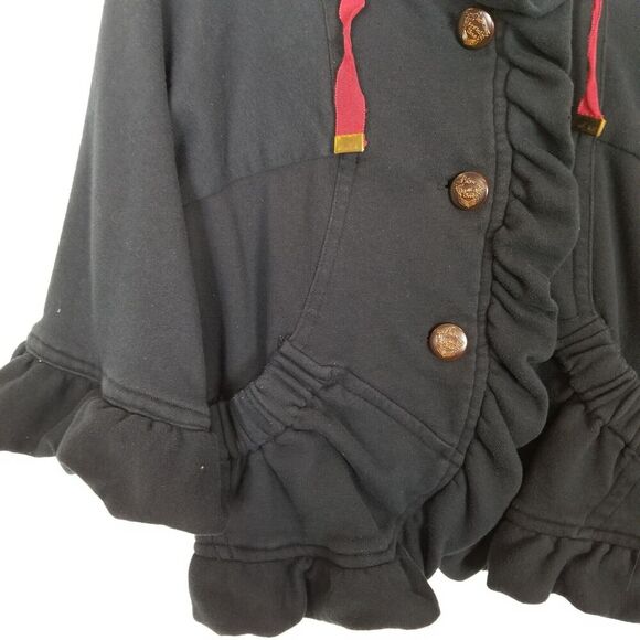 Anthropologie Knitted Dove Women Ruffle Jacket  Sz XS blue/black - Picture 3 of 10